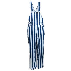 Navy White Striped Overalls Game Bib